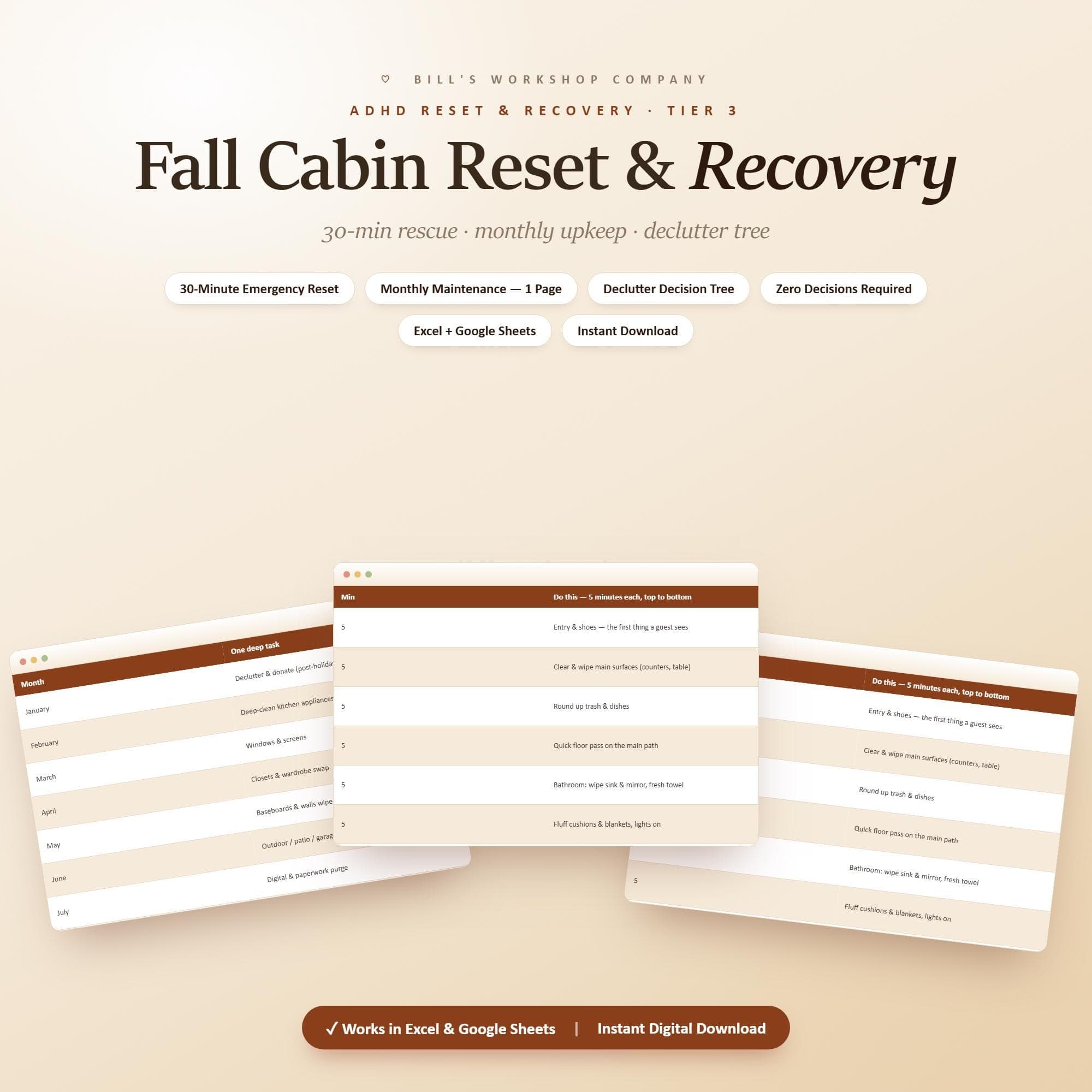 ADHD Cleaning Schedule — Fall Cabin