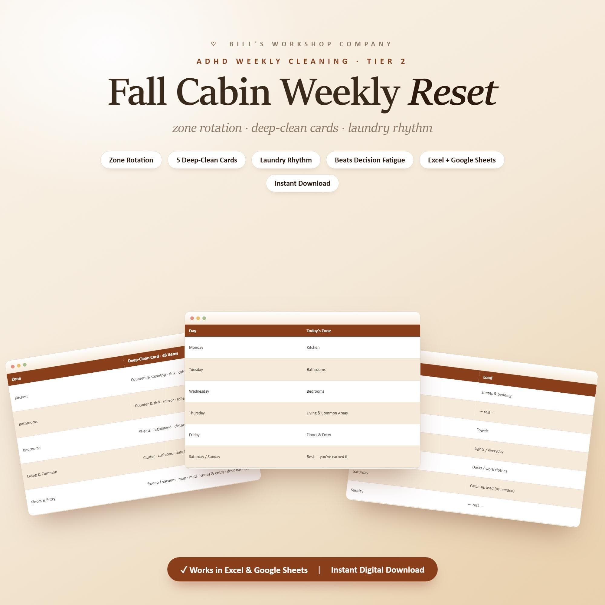 ADHD Cleaning Schedule — Winter Cabin