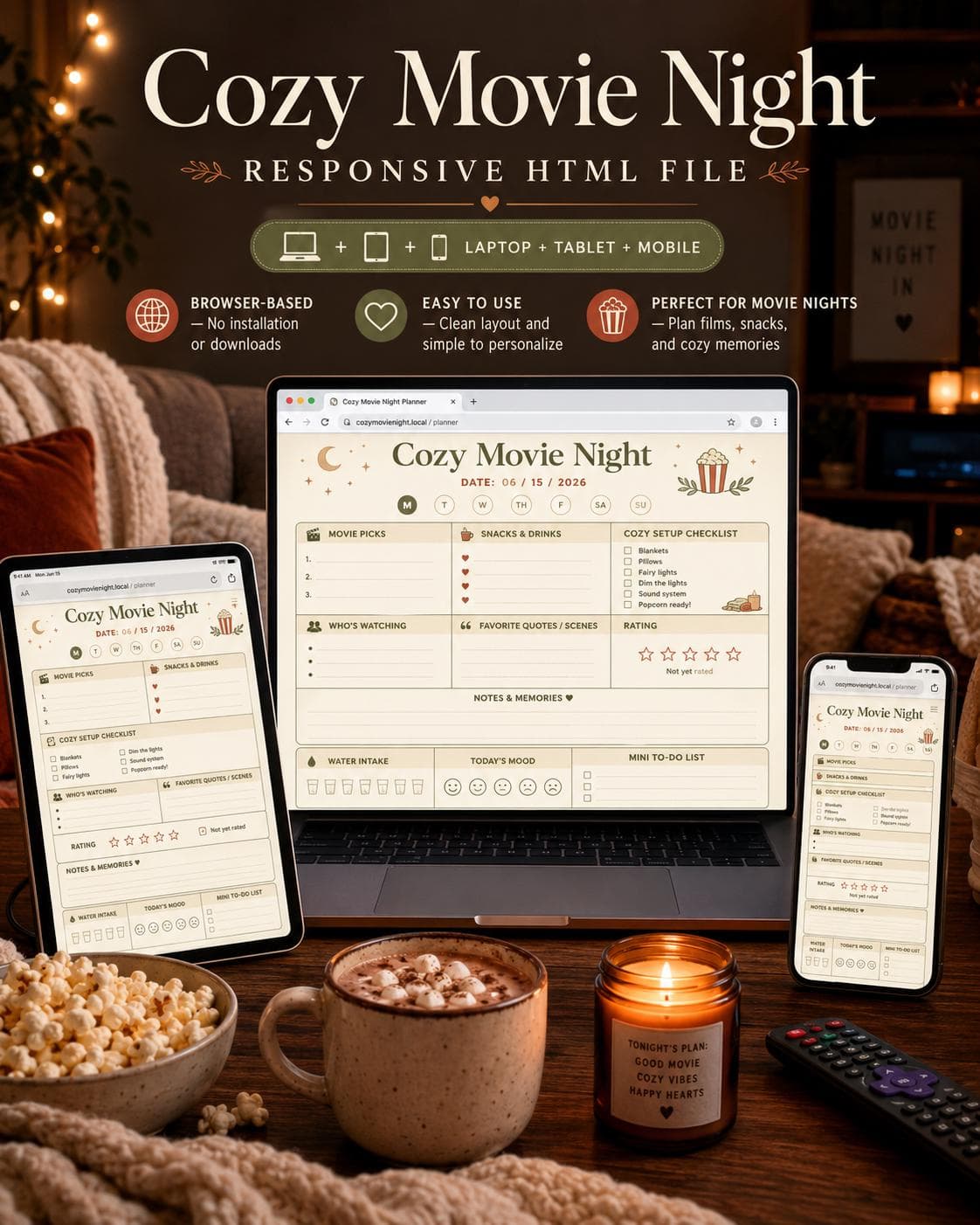 Cozy Movie Night Planner