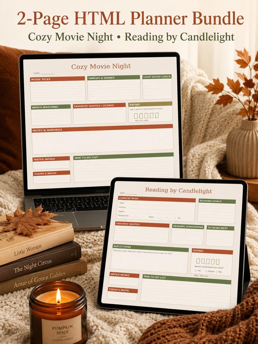 Cozy Movie Night & Reading Planner Bundle — preview 1