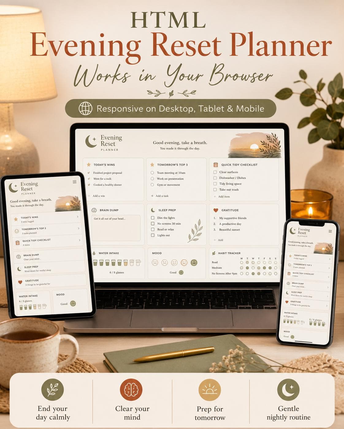 Evening Reset Planner