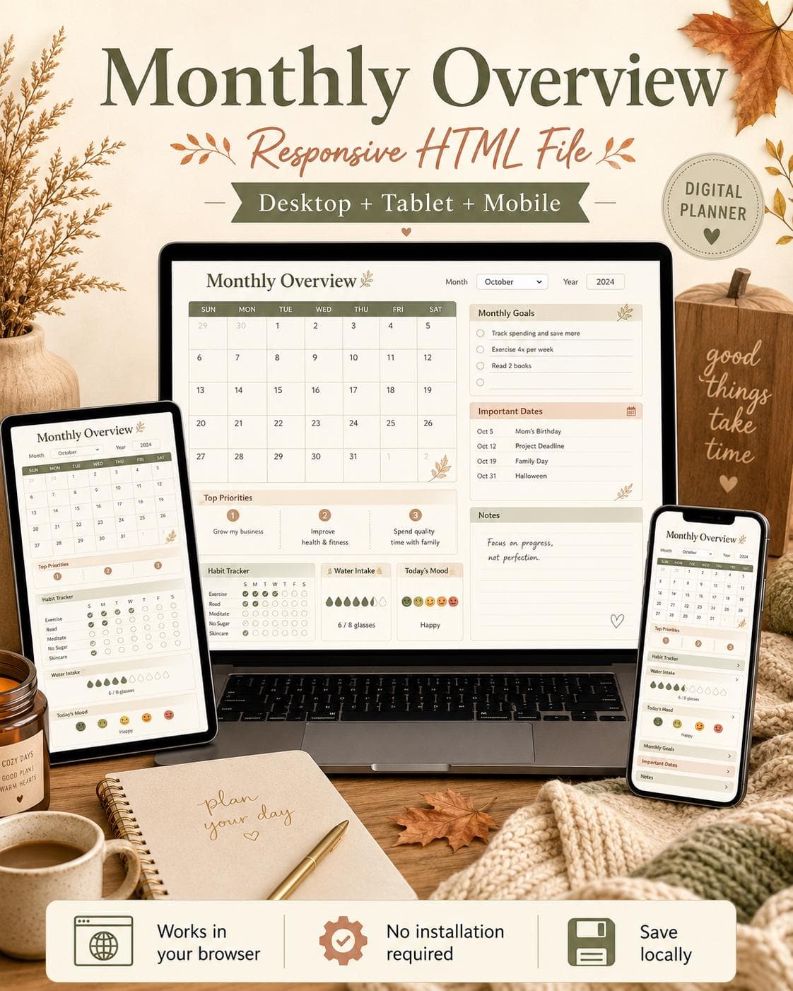 Monthly Overview Planner
